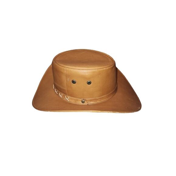Leather Outback Style Hat sz 6 3/4 - 6 7/8 - Picture 5 of 10